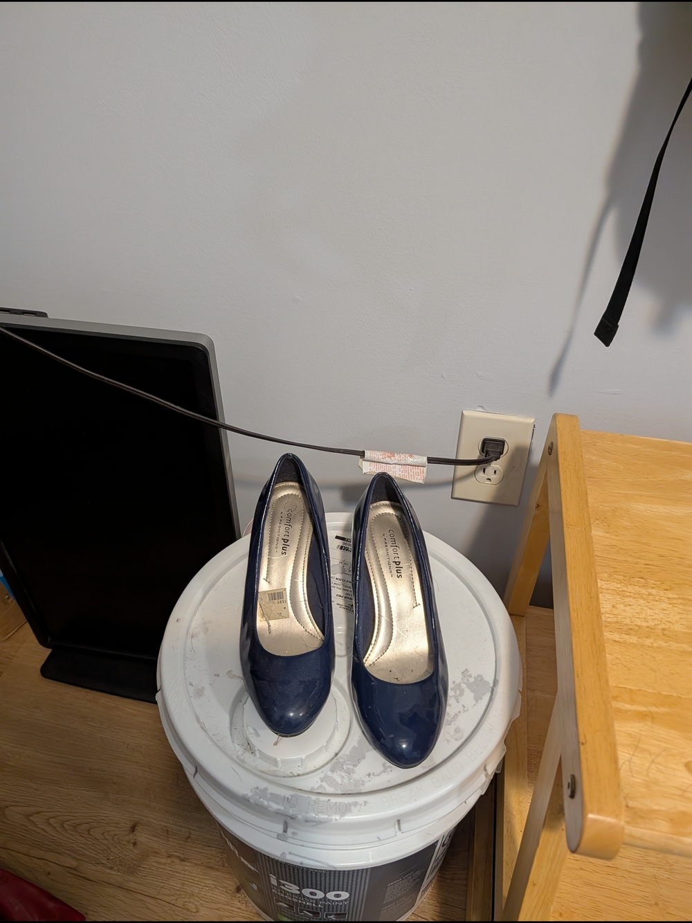 comfort plus by Predictions Navy Patent Round-Toe Pumps